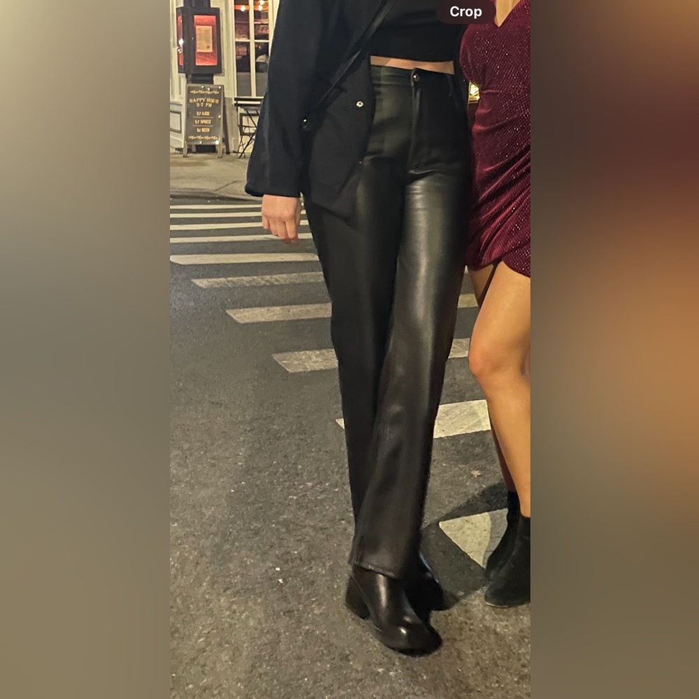 Vegan leather straight leg pants size 8